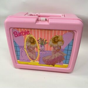 Vintage 1990 Barbie Thermos Lunchbox Plastic Barbie 90s mirror dress